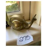 BRASS SNAIL TRINKET BOX, HINGED LID, FELT BASE.
