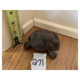 CAST IRON FROG DOORSTOP, MARKED 
