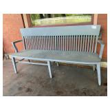 VTG PAINTED WOODEN PORCH BENCH, SLATTED BACK,