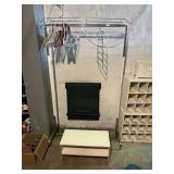 CHROME CLOTHING RACK W/ HANGERS, METAL TIERED