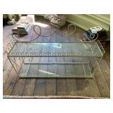 WROUGHT IRON TWO-TIER DISPLAY SHELF, CREAM