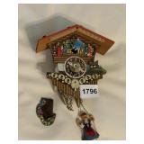 VTG CUCKOO CLOCK, WOODEN CASE, SWINGING FIGURE,