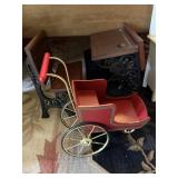 VTG MINIATURE SCHOOL DESK W/ CAST IRON FRAME,