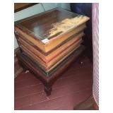 VTG WOOD STORAGE CHEST, HINGED LID, PAINTED