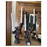 PR ANTHROPOMORPHIC FOX CANDLE HOLDERS, CAST