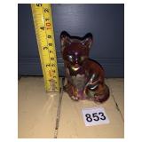 FENTON IRIDESCENT GLASS CAT FIGURINE, HAND