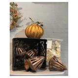 METAL FALL DECOR, PUMPKIN, ACORN LANTERNS, ACORN