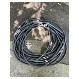 RUBBER GARDEN HOSE, REINFORCED, W/ FITTINGS.