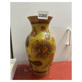 ITALIAN POTTERY VASE, HAND-PAINTED FLORAL MOTIF,
