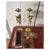VTG GILT METAL CHERUB CANDLESTICKS (2),