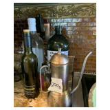 VTG COPPER OIL CRUET, LONG SPOUT, STAMPED BASE.
