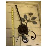 METAL WALL HOOK, ROSE AND LEAF DESIGN,