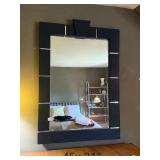 ART DECO STYLE WALL MIRROR, BLACK LACQUERED
