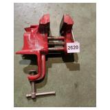 TABLE VISE, RED FINISH, CLAMP-ON STYLE, MADE IN