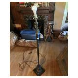 VTG BRONZE-TONE FLOOR LAMP, BAMBOO-STYLE COLUMN,