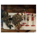 VTG DECORATIVE CHERUB FIGURINE, METAL CHRISTMAS