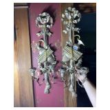 VTG ITALIAN WALL SCONCES, GILT FINISH, RIBBON AND