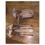 VTG WOOD AND METAL SLED DECORATIONS (2), ROPE