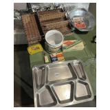 BUTTERFLY WICKER TRAY, ALUMINUM DIVIDED TRAY, ART