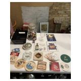 BARWARE ACCESSORIES, BEER COASTERS, GLASS JAR W/