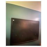 BLACK PAINTED WOODEN DISPLAY BOARD W/ PINBOARD