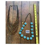 LENA BERNARD TURQUOISE-TONE BEADED NECKLACE W/