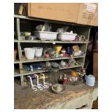 WHITE CERAMIC PLANTERS, MILK GLASS HOBNAIL