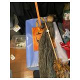 VTG HALLOWEEN WITCH DECORATION W/ BROOM, HANGING