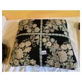 FLORAL EMBROIDERED DECORATIVE THROW PILLOW, BLACK