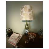 WINE BOTTLE TABLE LAMP W/ LEAF SHADE, CUCKOO