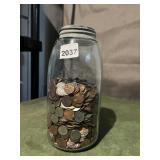 VTG MASON JAR FILLED W/ ASSORTED US CIRCULATED