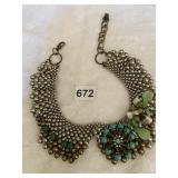 PAM MIRAN STATEMENT NECKLACE, METALLIC BEADED