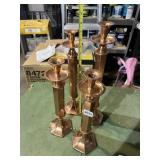 VTG COPPER CANDLESTICKS, HEXAGONAL BASES, MADE IN