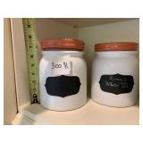 THRESHOLD STONEWARE CANISTERS (2), WHITE GLAZE,