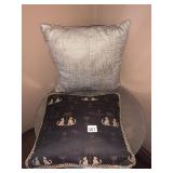 DECORATIVE THROW PILLOWS (2), ONE TEXTURED GOLD,