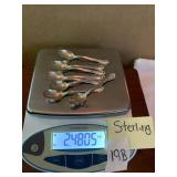 STERLING SILVER TEASPOONS, PATTERNED HANDLES