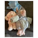 CARE BEARS PLUSH TOY AND PIG DOLL W/ BONNET AND