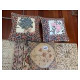 VTG TAPESTRY PILLOWS (3), FLORAL MOTIFS, FRINGE