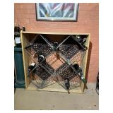 VTG WOODEN WINE RACK W/ METAL DAIRY CRATE