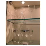 ASSORTED STEMWARE, ETCHED CRYSTAL GOBLETS,