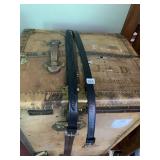 LEATHER BELTS (2), ONE W/ BRAIDED DETAIL, ONE W/