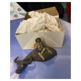 LLADRO PORCELAIN FIGURINE, BOY ON WATER BUFFALO,