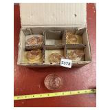 PINK GLASS RABBIT ON NEST TRINKET BOXES (6),