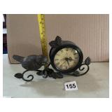 CAFE DES MARGUERITES CAST METAL BIRD TABLE CLOCK.
