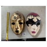 VTG DECORATIVE MASKS, PR, ONE GOLD FINISH W/