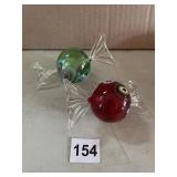 MURANO STYLE GLASS CANDY FIGURINES (2),