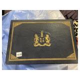 VTG DECORATIVE STORAGE BOX, FAUX LEATHER