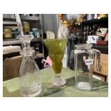 ETCHED GLASS DECANTER, ART GLASS VASE, BORMICOLI