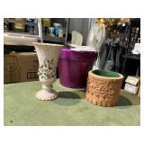 LEFTON CHINA FLORAL VASE, TERRACOTTA PLANTER,