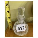 CRYSTAL PERFUME BOTTLE, FACETED STOPPER, RIBBED